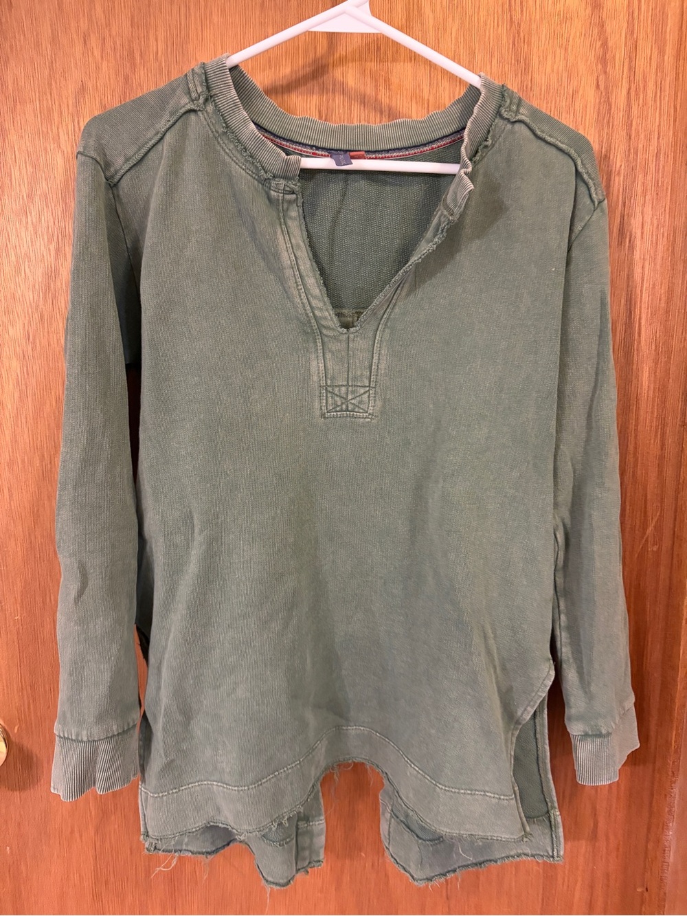 Pilcro Sage Green Ribbed Crewneck Sweater